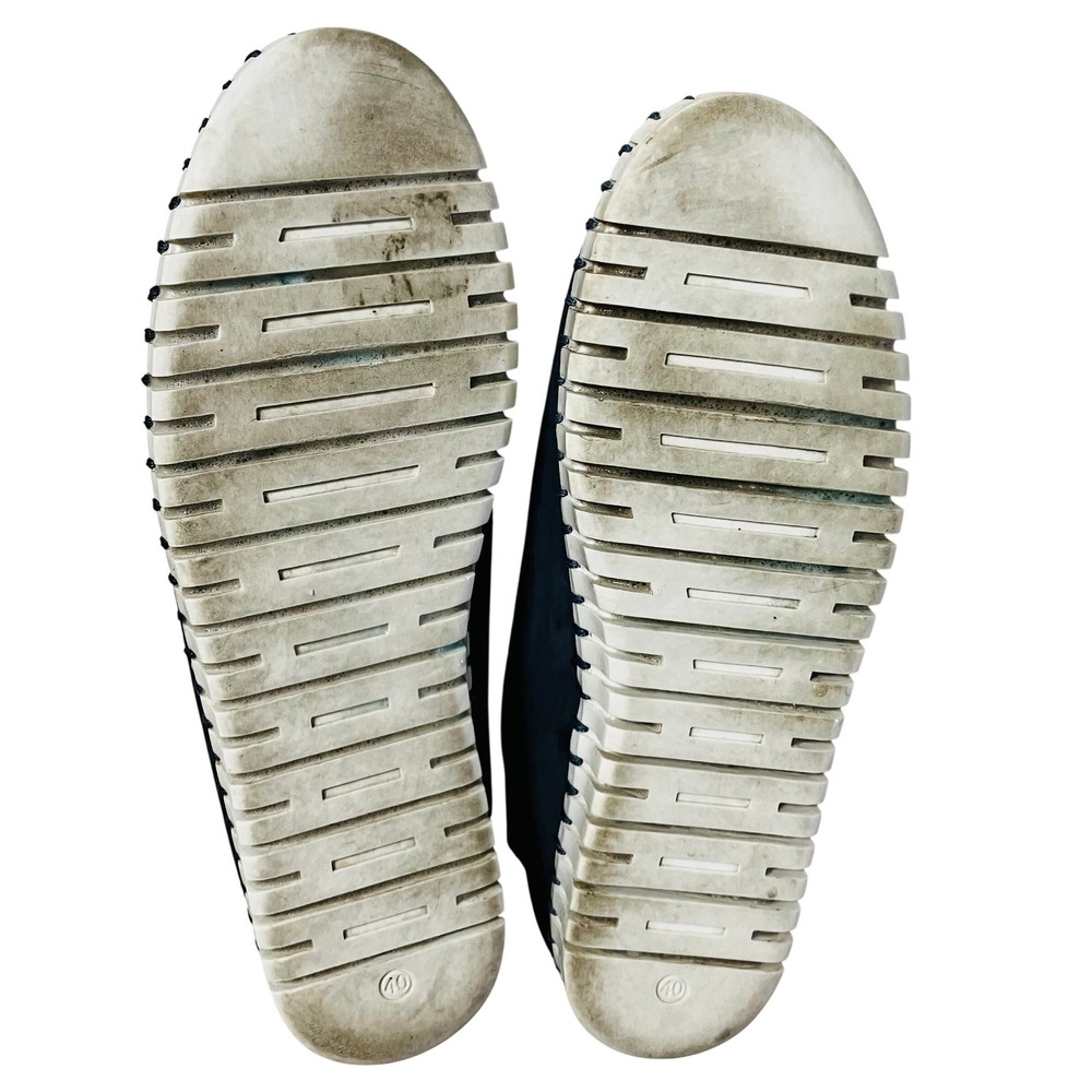 Eric Michael Marlo Front Zip Suede Sneakers Womens Size 9.5 Navy Blue from Italy - Picture 5 of 8